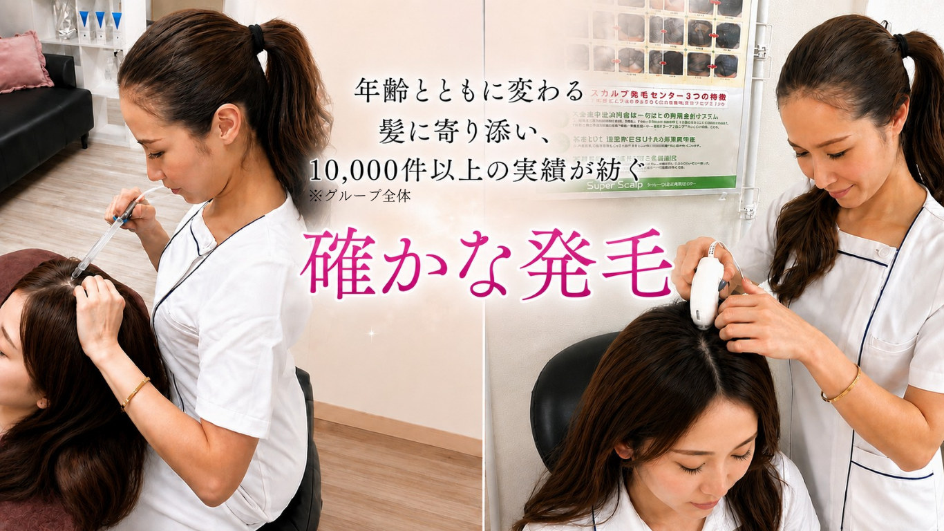 年齢とともに変わる髪に寄り添い、10,000件以上の実績が紡ぐ 確かな発毛（※グループ全体）